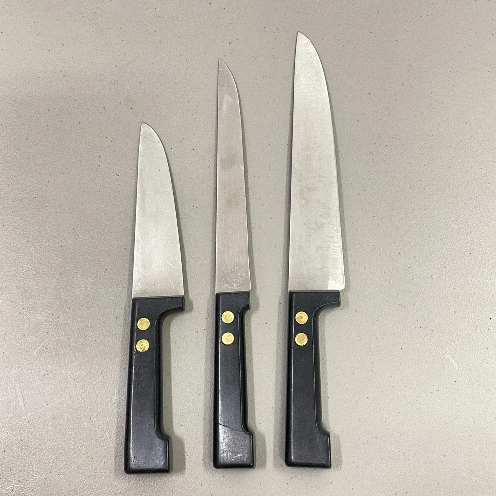 As Is Vintage Lot of 3 Dansk Gourmet Designs France Kitchen Chef Knives Damaged